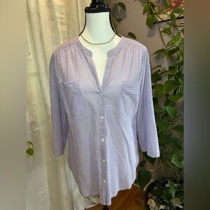 LOFT Purple 3/4 Sleeve Button Down Blouse